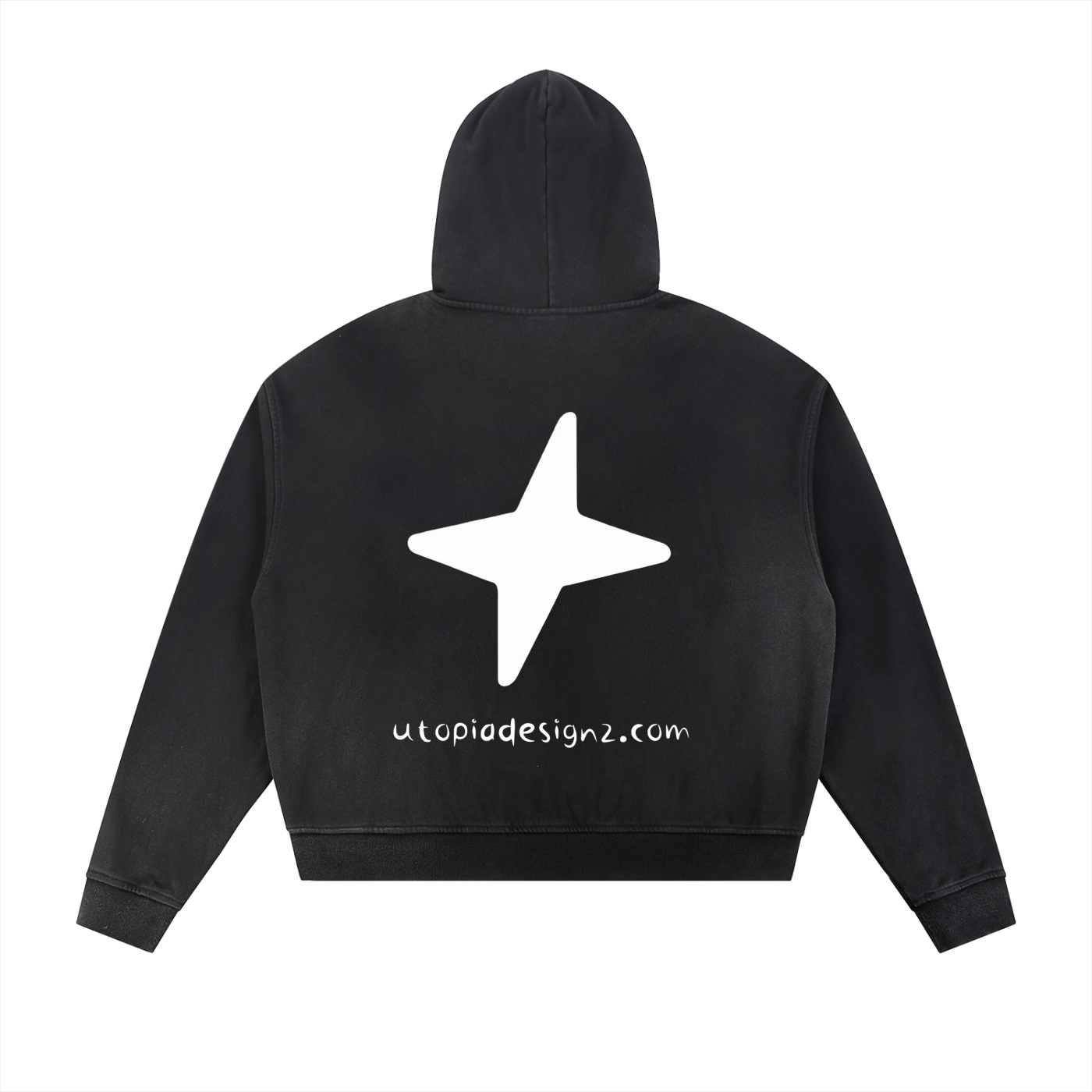 Sun Fade Frayed Raw Edge Fleece Zip Hoodie
